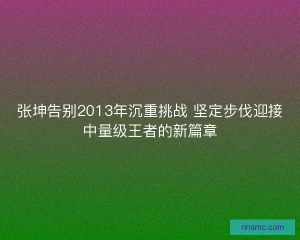 张坤告别2013年沉重挑战 坚定步伐迎接中量级王者的新篇章